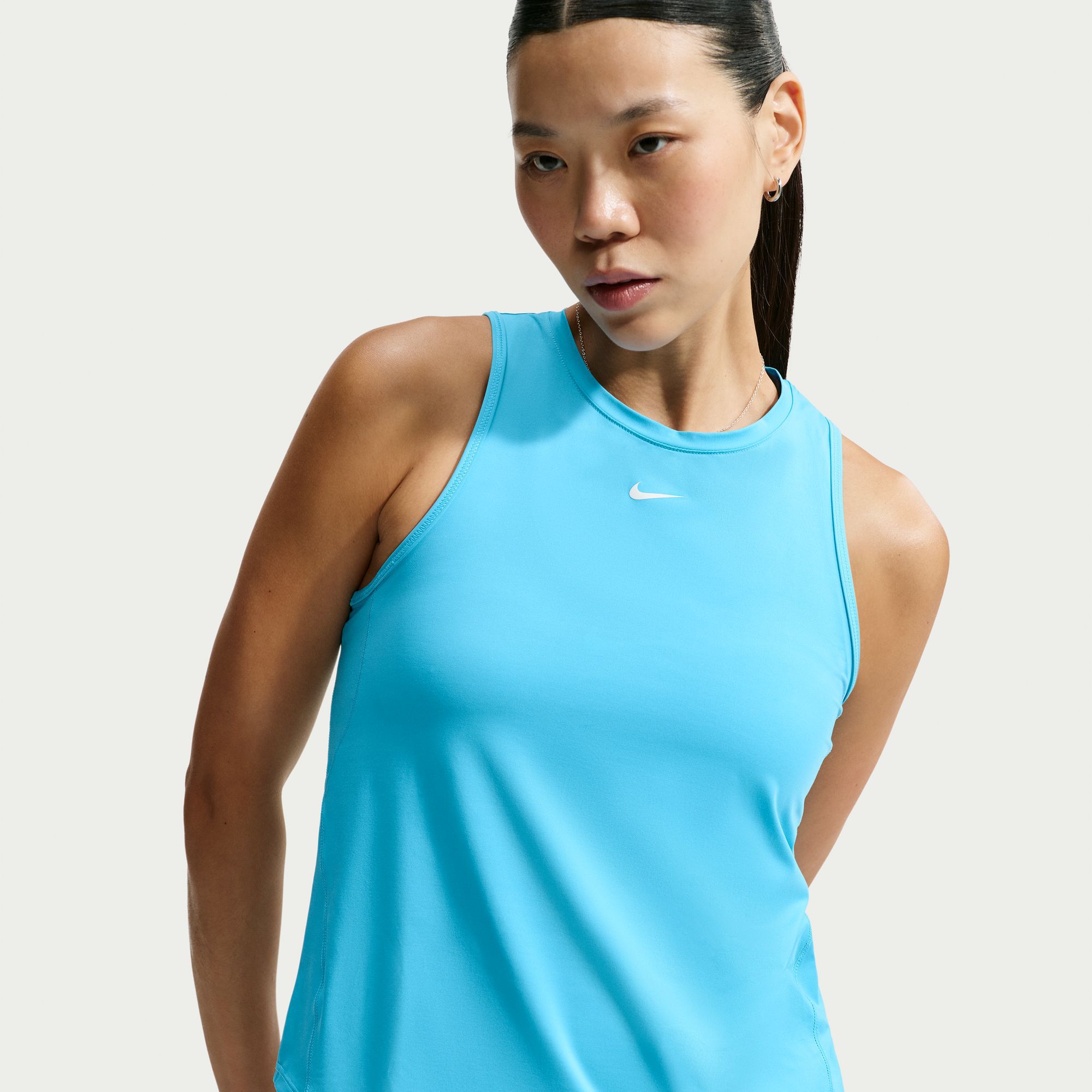 Nike Women's One Classic Dri-FIT Tank Top, Medium, Baltic Blue/White