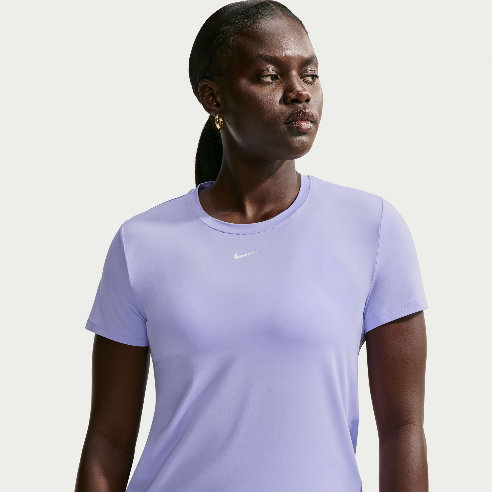 Nike Women's One Classic Dri-FIT Short-Sleeve Top, Small, Purple Pulse/White