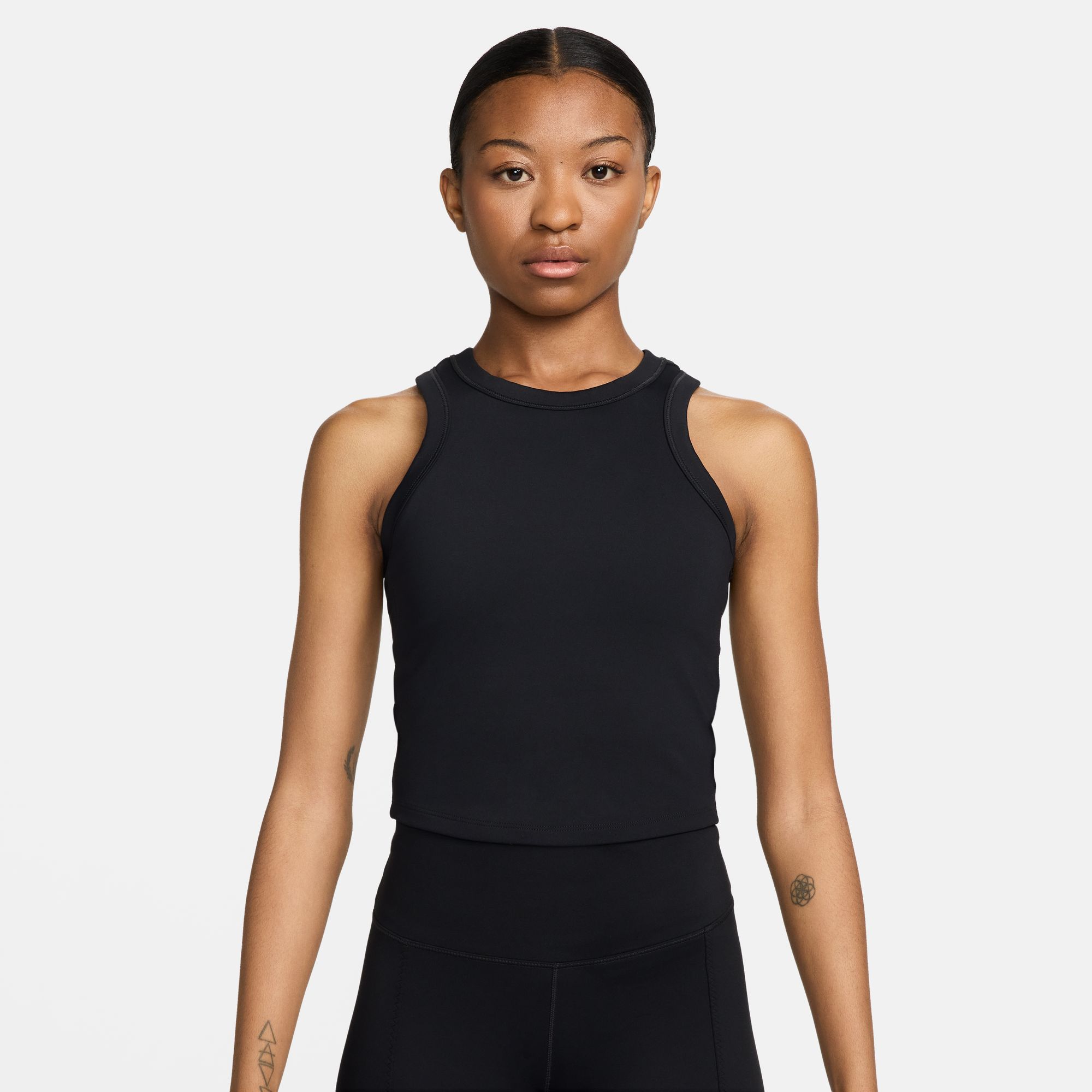 Nike Women's One Fitted Dri-FIT Cropped Tank Top Black thumbnail