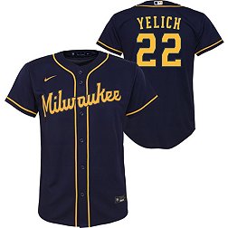 Nike Youth Milwaukee Brewers Christian Yelich #22 Navy Cool Base Alternate Jersey