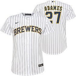 Nike Youth Milwaukee Brewers Willy Adames #27 White Cool Base Alternate Jersey