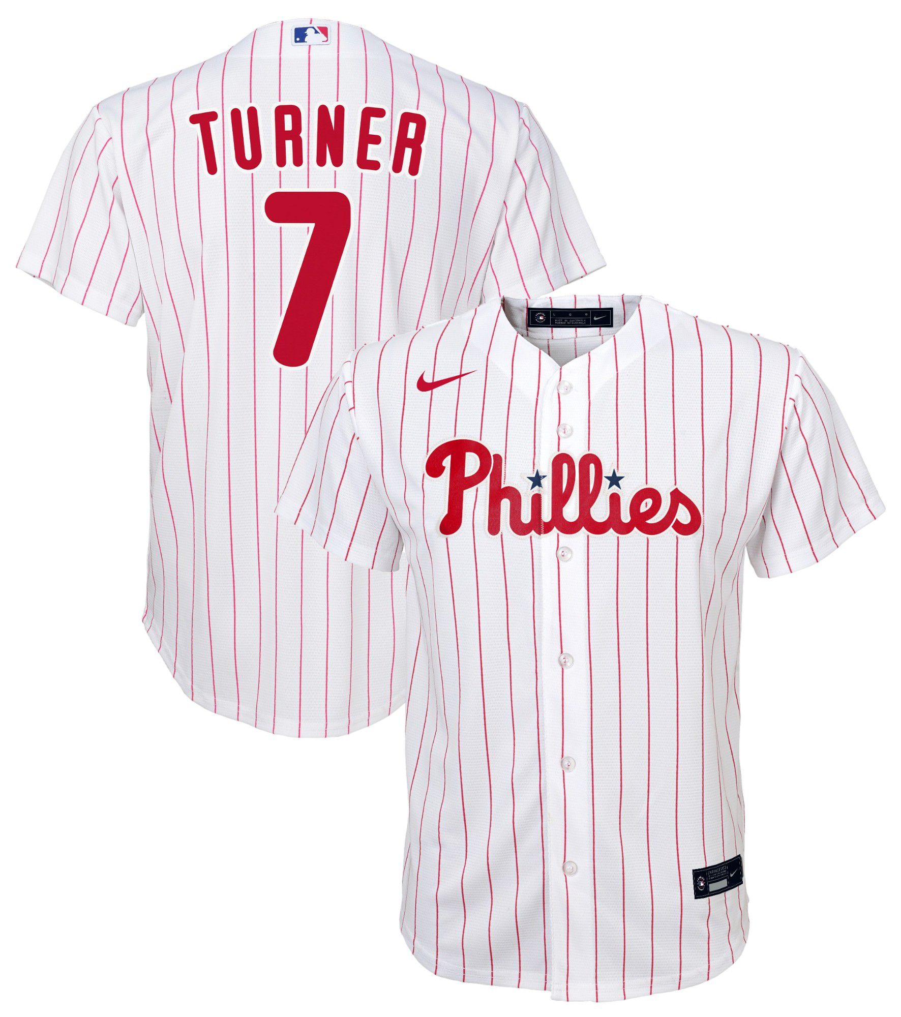 Nike Youth Philadelphia Phillies Trea Turner #7 White Home Cool Base Jersey
