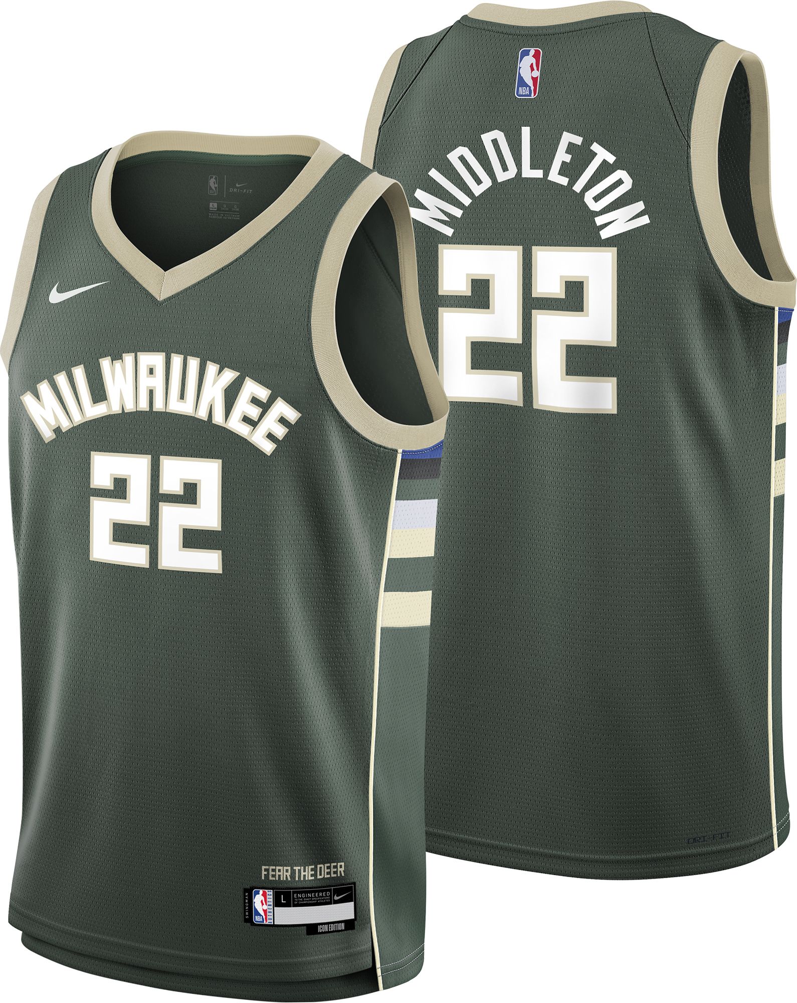 Nike Youth Milwaukee Bucks Khris Middleton #22 Green Swingman Jersey