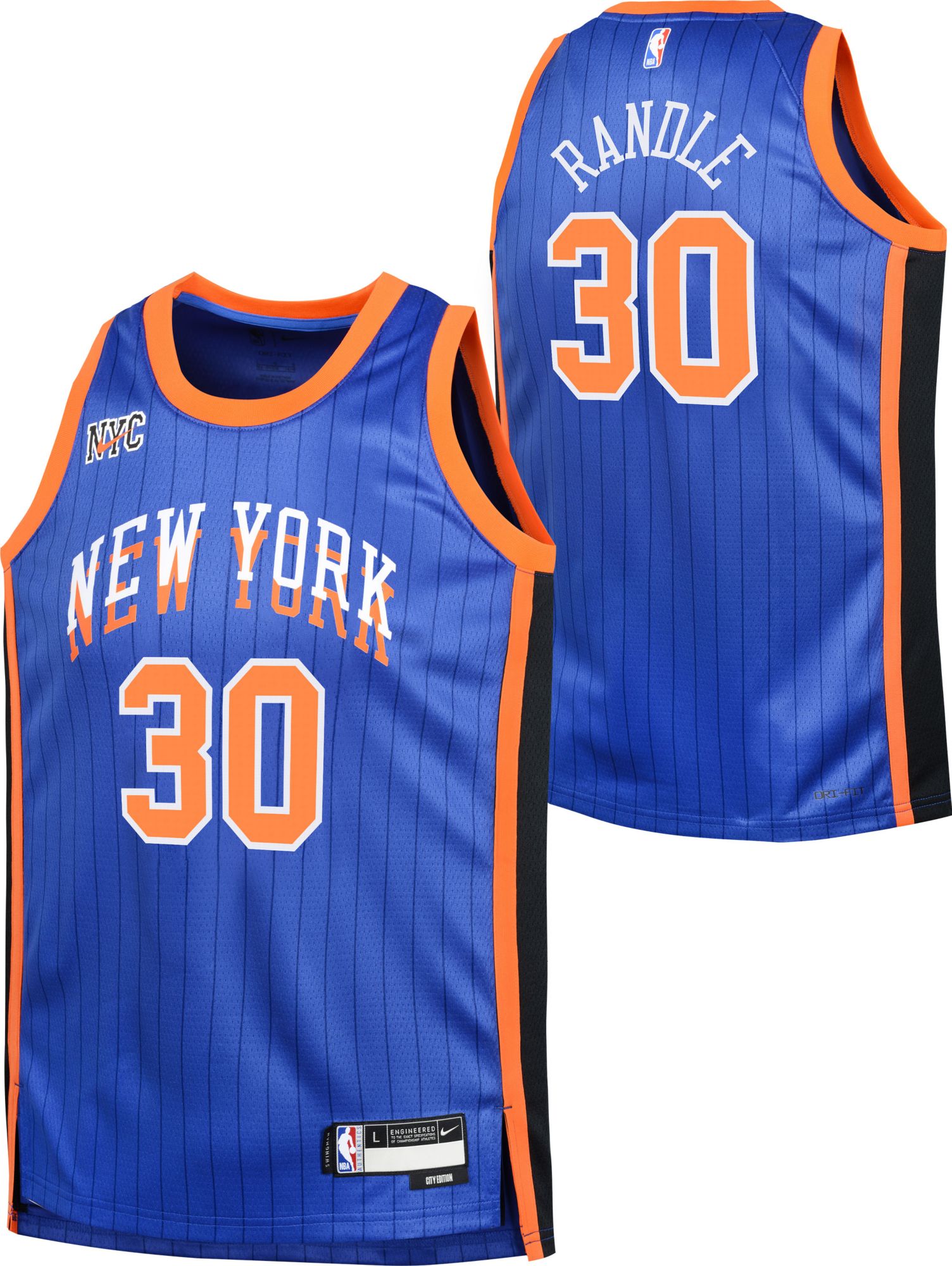 Nike Youth 2023-24 City Edition New York Knicks Jalen Brunson #11 Blue  T-Shirt