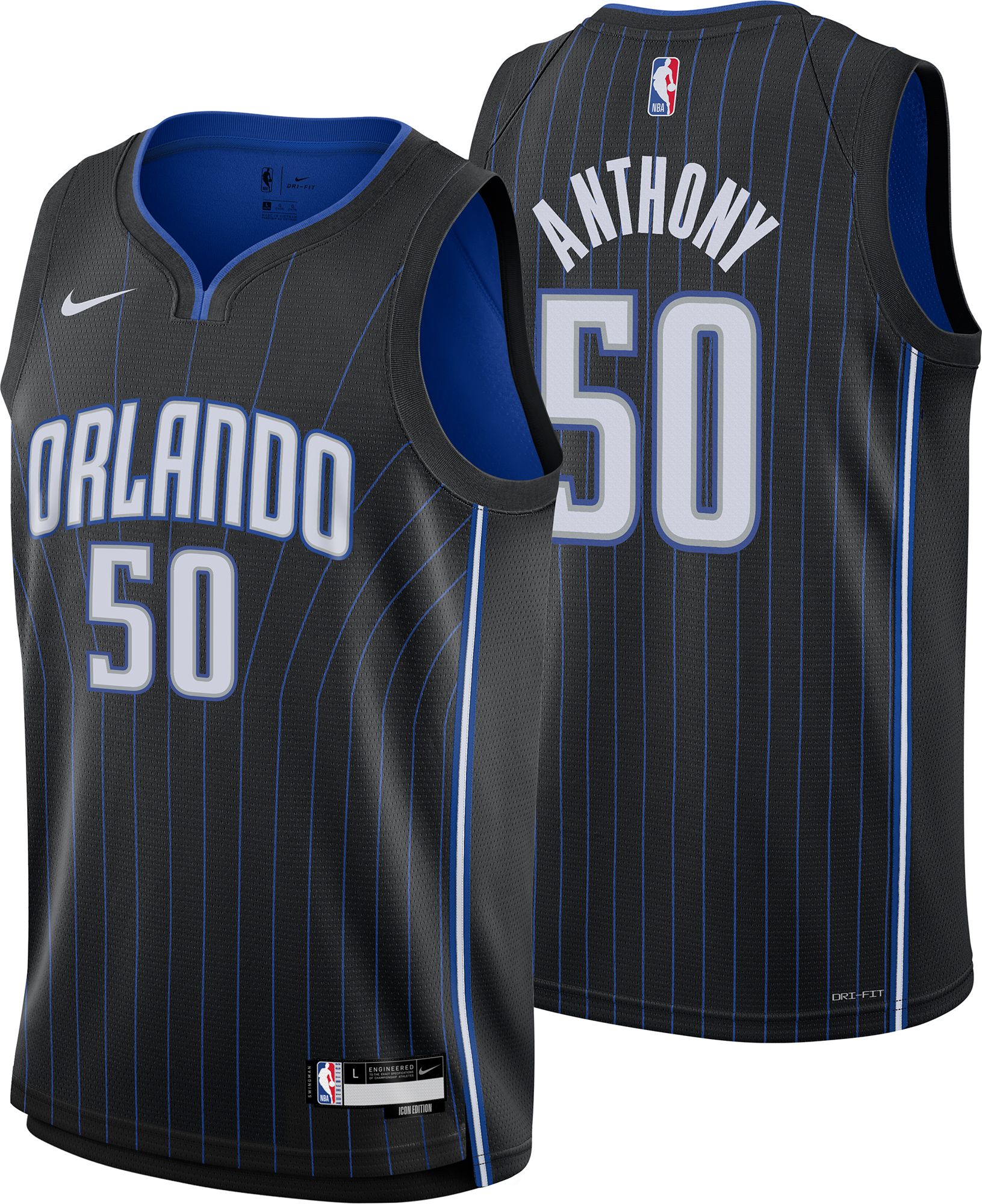 Nike Youth Orlando Magic Cole Anthony #50 Black Swingman Icon Jersey - Black