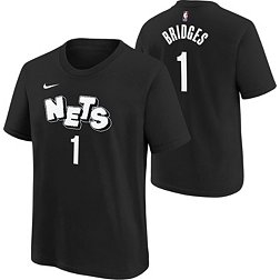 Nike Youth 2023-24 City Edition Brooklyn Nets Mikal Bridges #1 Black T-Shirt