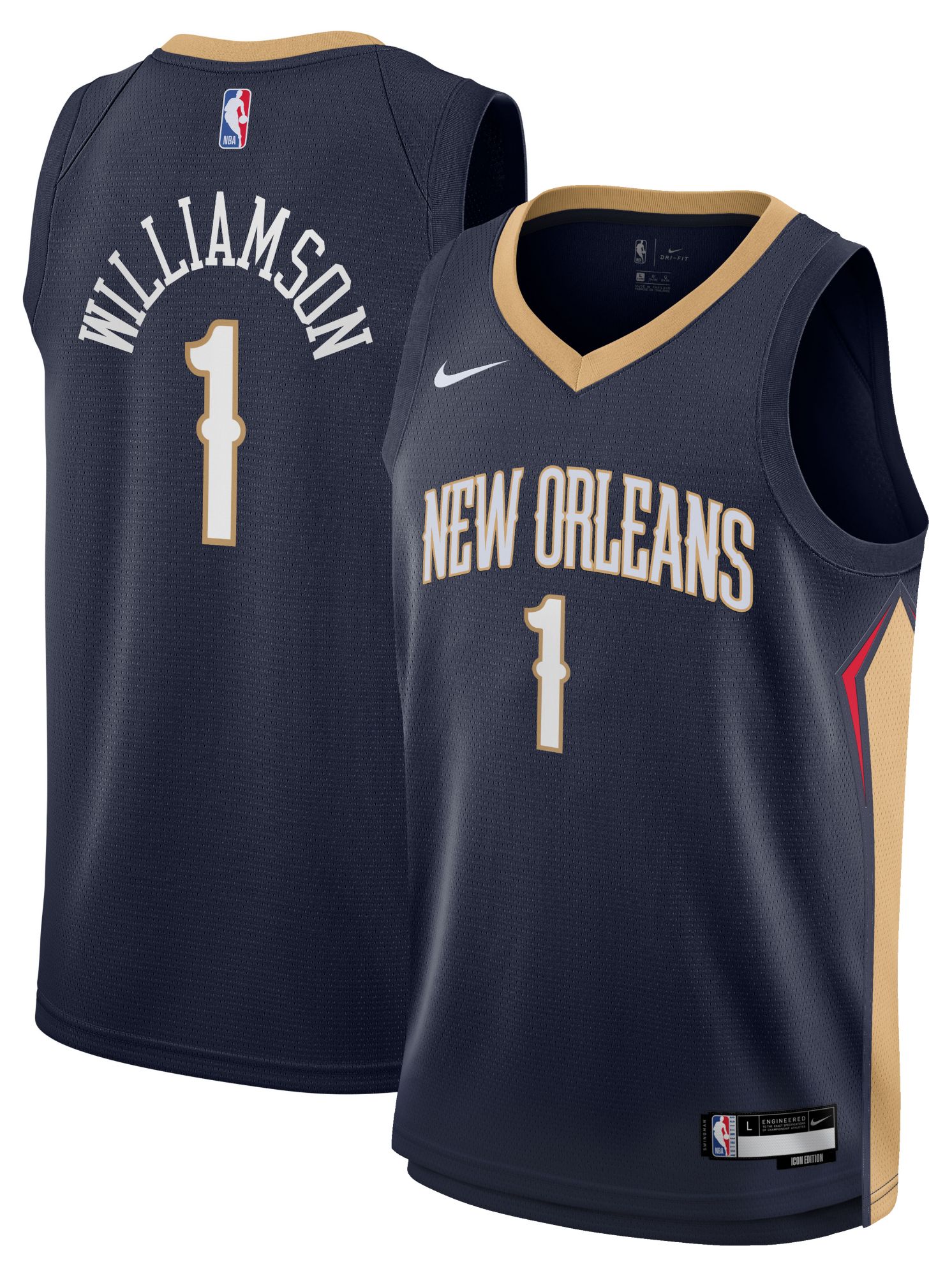 Nike Youth New Orleans Pelicans Zion Williamson #1 Navy Swingman Icon Jersey