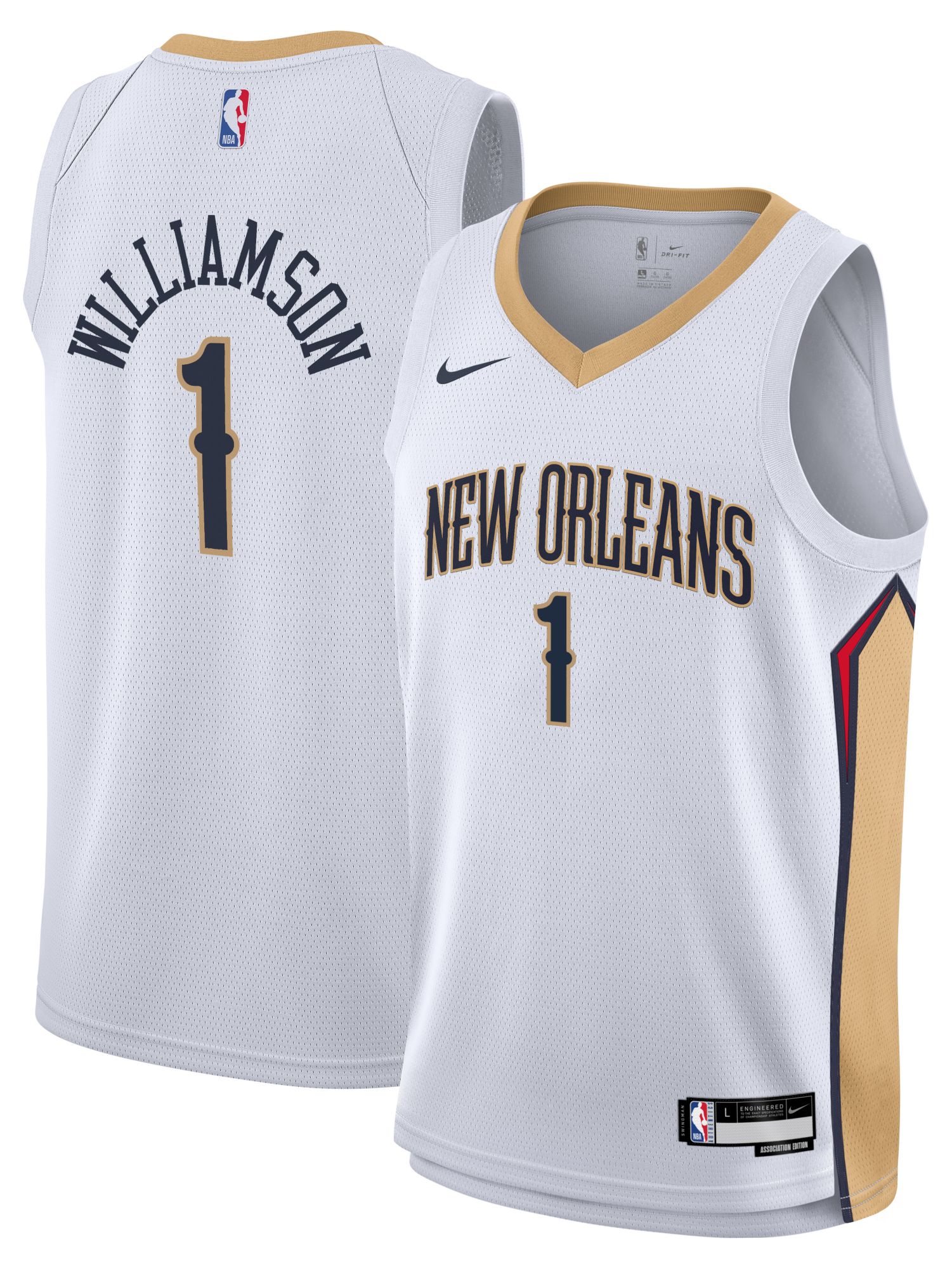 Nike Youth New Orleans Pelicans Zion Williamson #1 White Swingman Association Jersey