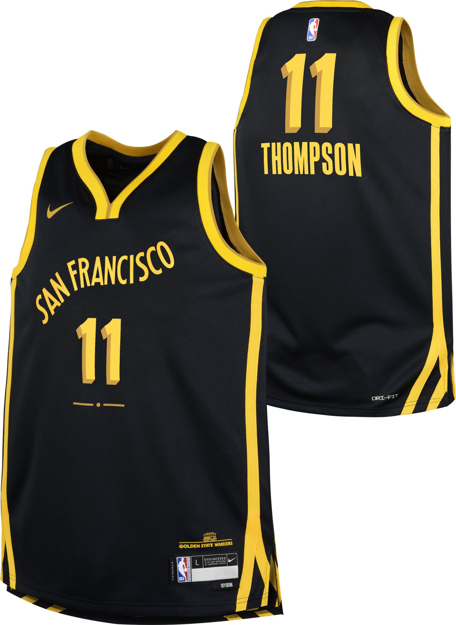Nike Youth 2023-24 City Edition Golden State Warriors Klay Thompson #11 Black Swingman Jersey