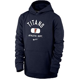 Nike Youth Cal State Fullerton Titans Navy Blue Club Fleece Mascot Name Pullover Hoodie