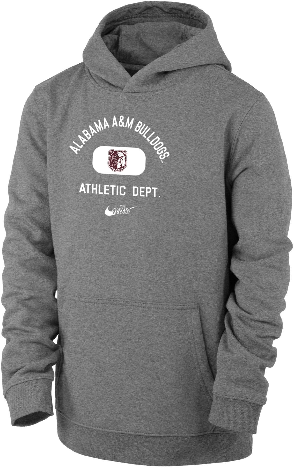 Nike Youth Alabama A&amp;M Bulldogs Grey Club Fleece Mascot Name Pullover Hoodie