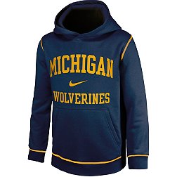 Jordan Youth Michigan Wolverines Blue Contrast Club Fleece Wordmark Pullover Hoodie