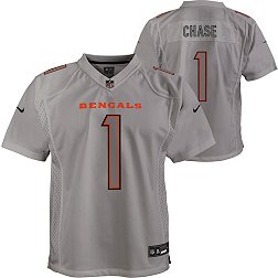 Nike Youth Cincinnati Bengals Ja'Marr Chase #1 Atmosphere Grey Game Jersey