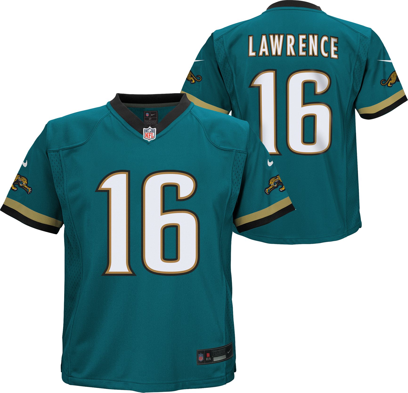 Nike Little Kids' Jacksonville Jaguars Trevor Lawrence #16 Teal 2nd Alternate Throwback Game Jersey