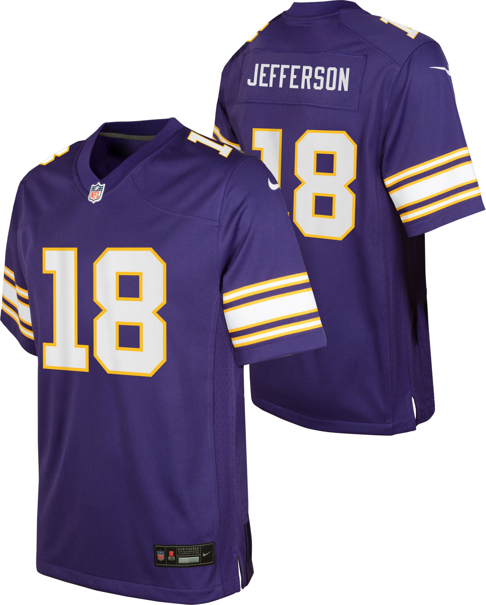 Justin Jefferson #18 Minnesota Vikings Stitched Home YOUTH Purple S-XL  Jersey,..