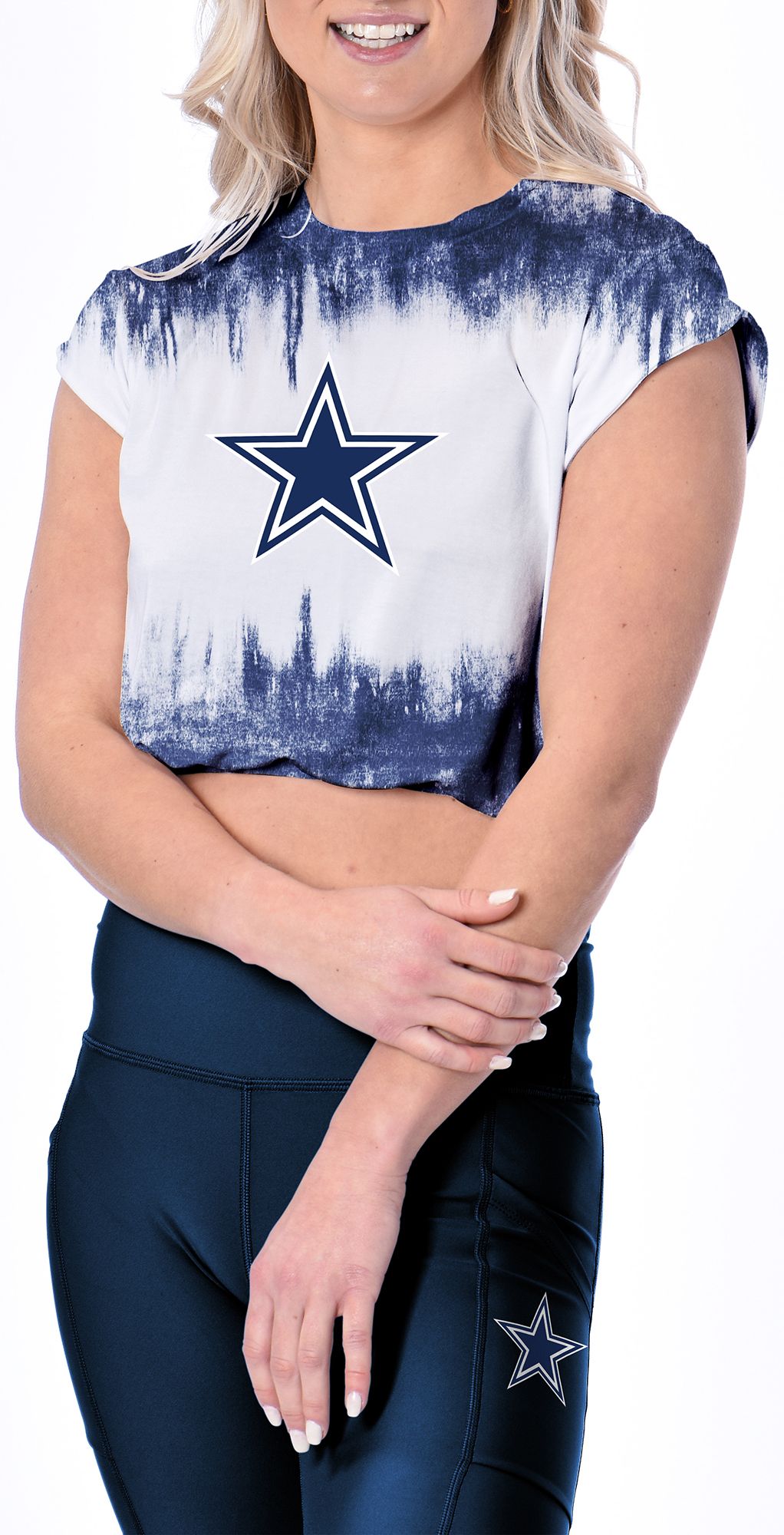 ’47 Women's Dallas Cowboys Half Moon Crop Top - L Each