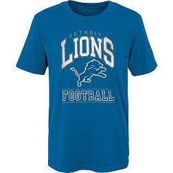 NFL Team Apparel Boys' Detroit Lions Big Blocker Blue T-Shirt