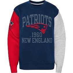 NFL Team Apparel Boys' New England Patriots 3rd and Goal Crew Sweatshirt