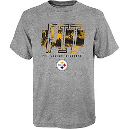NFL Team Apparel Boys' Pittsburgh Steelers Abbreviated Grey T-Shirt
