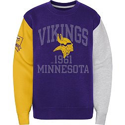NFL Team Apparel Boys' Minnesota Vikings 3rd and Goal Crew Sweatshirt