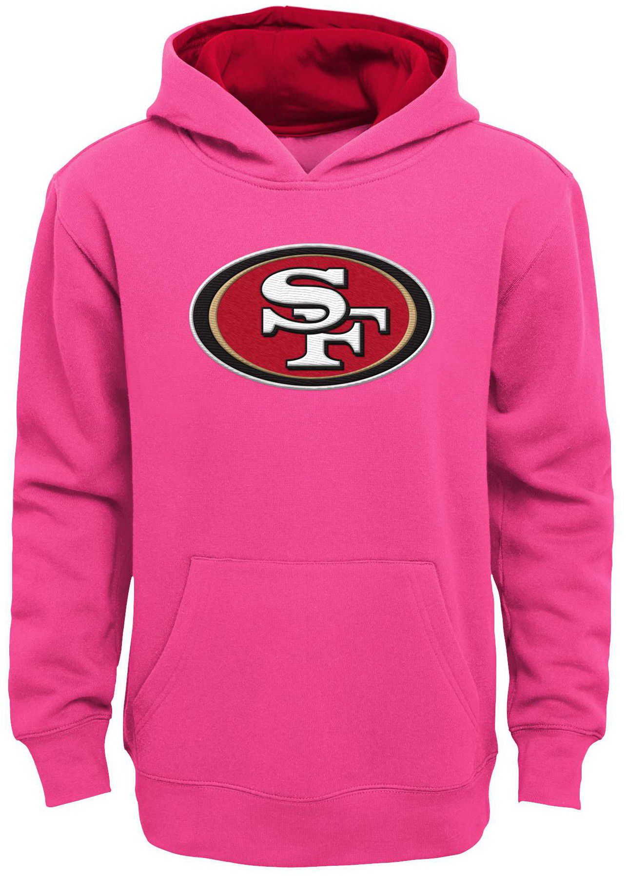 NFL Team Apparel Girls' San Francisco 49ers Prime Pink Pullover Hoodie