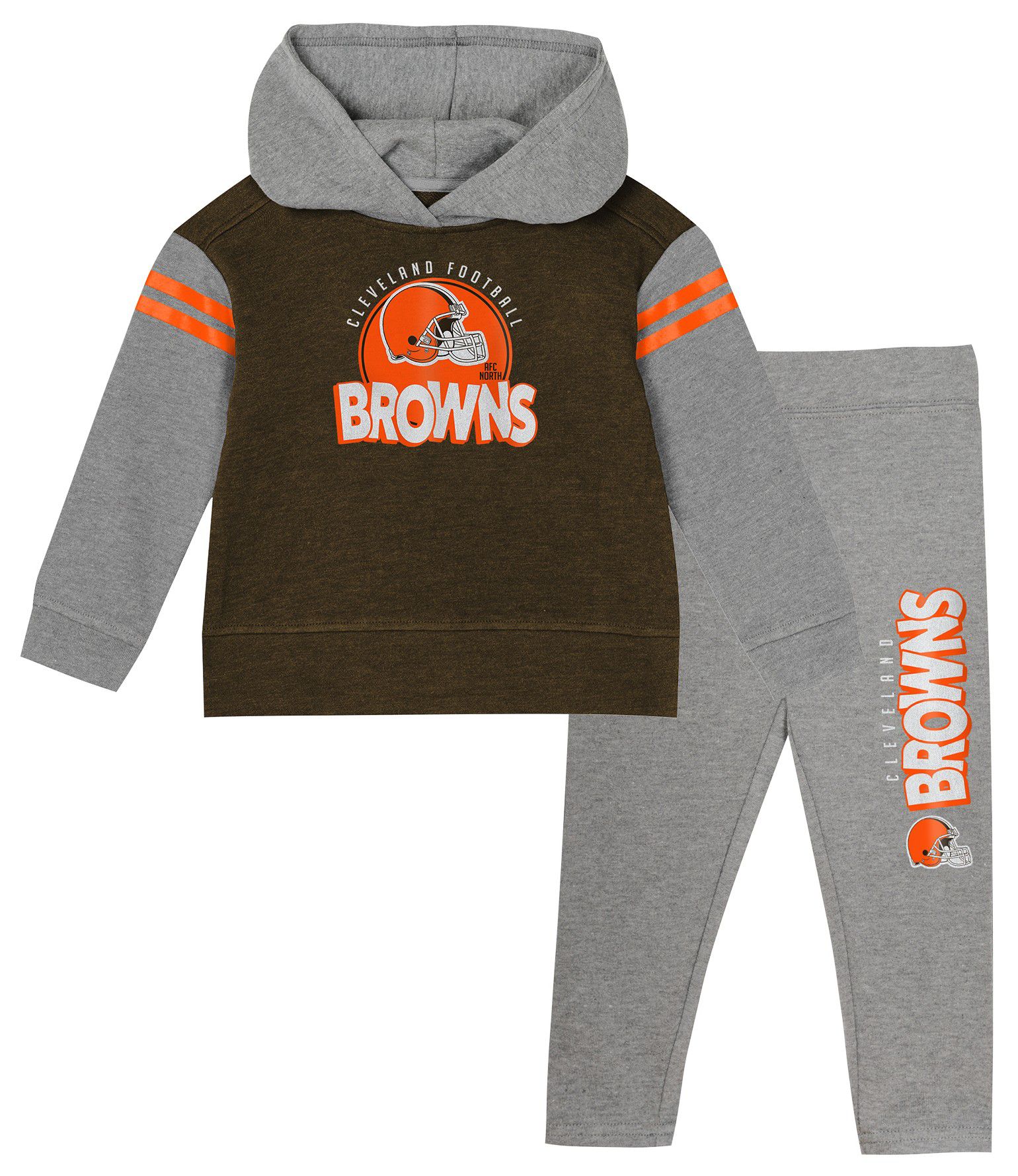 NFL Team Apparel Girls' Cleveland Browns Clubhouse Team Color Hoodie and Pants Set