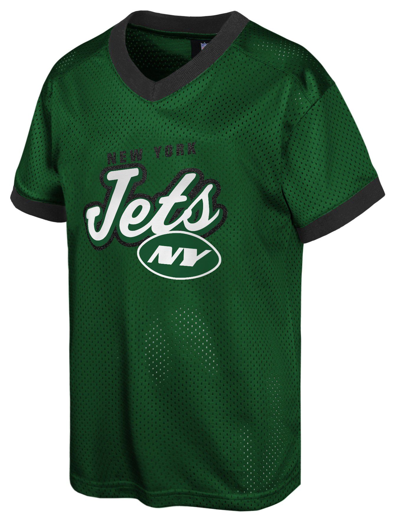 NFL Team Apparel Junior Girls' New York Jets Fashion Mesh Green T-Shirt