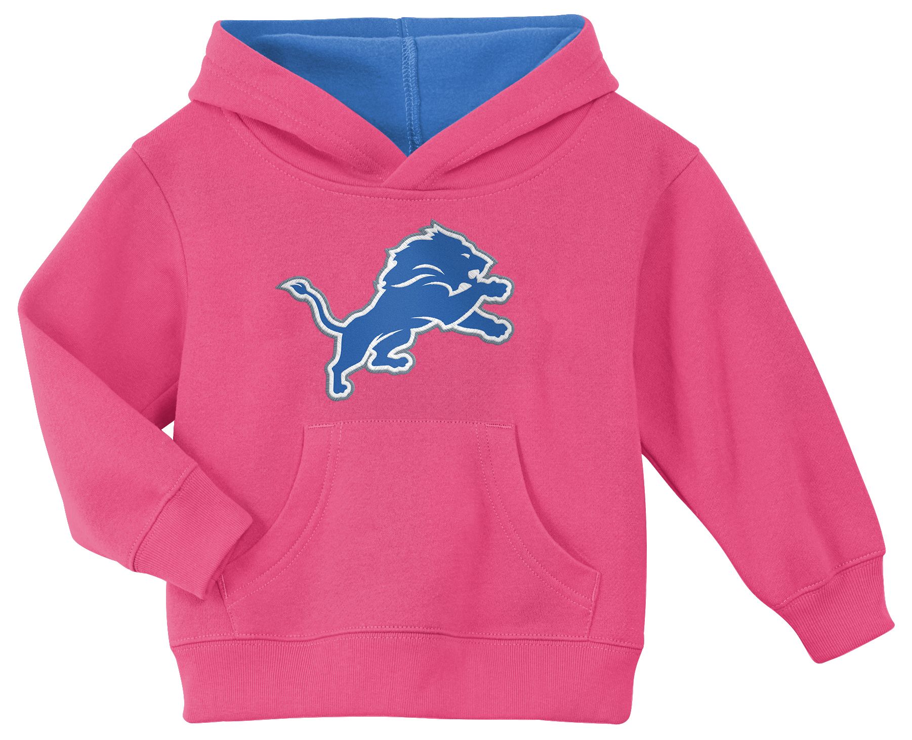 NFL Team Apparel Girls' Detroit Lions Prime Pink Pullover Hoodie