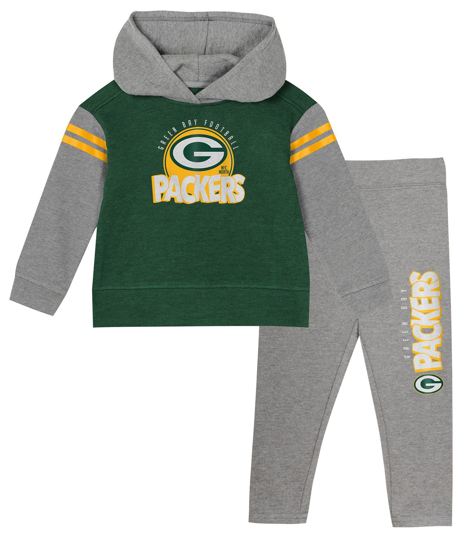 NFL Team Apparel Girls' Green Bay Packers Clubhouse Hoodie and Pants Set