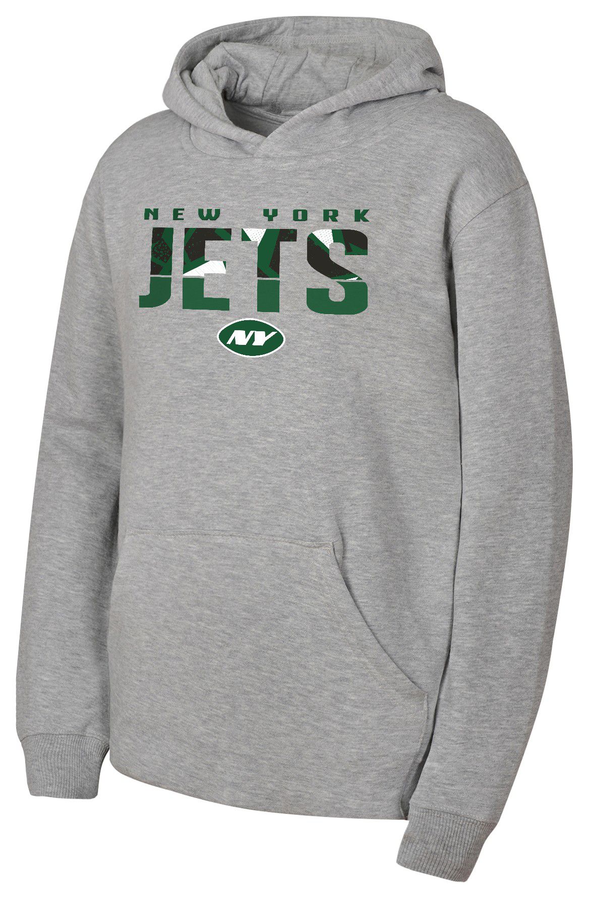 NFL Team Apparel Youth New York Jets Gameday Dark Grey Heather Pullover Hoodie