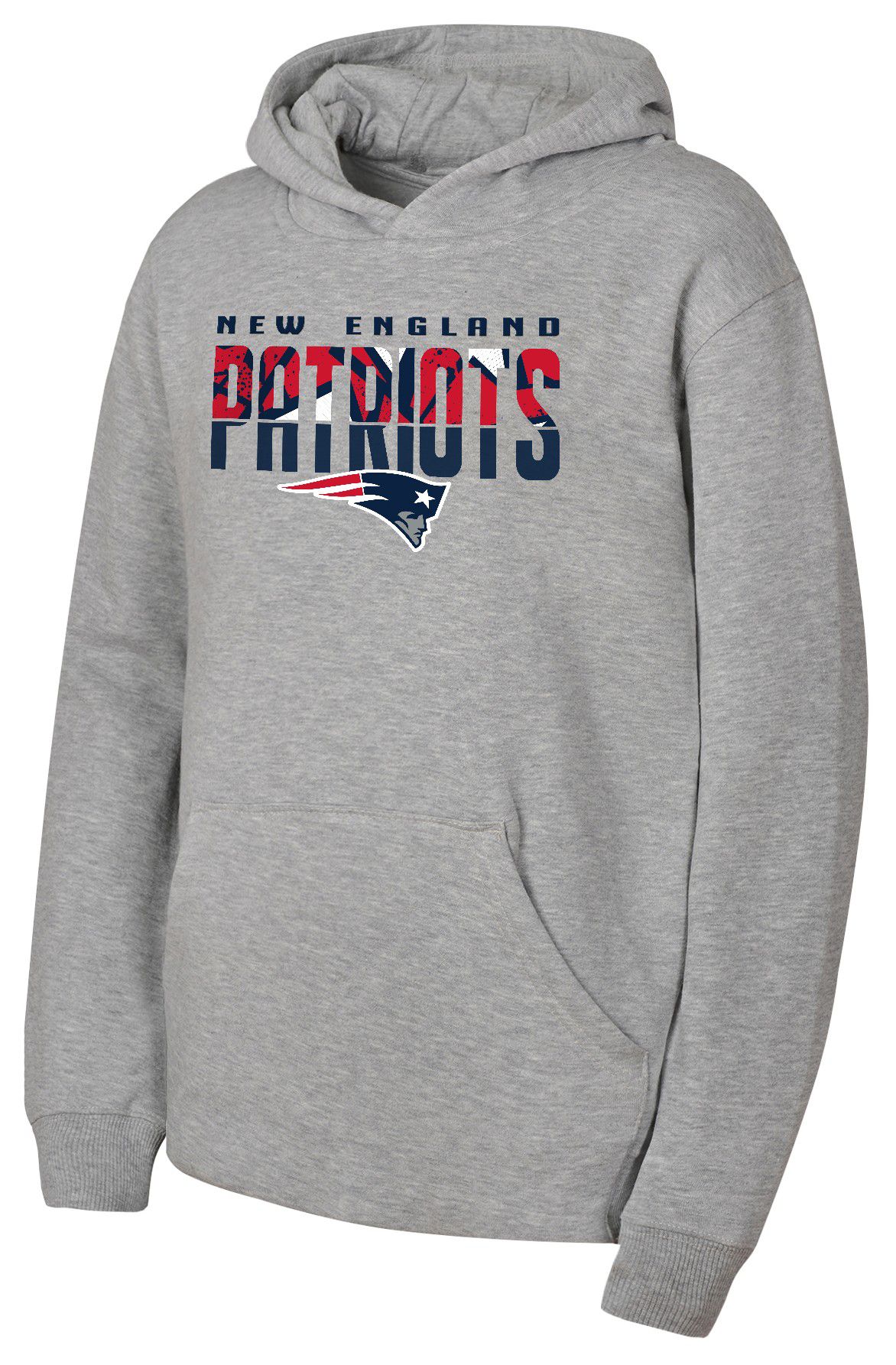 NFL Team Apparel Youth New England Patriots Gameday Dark Grey Heather Pullover Hoodie
