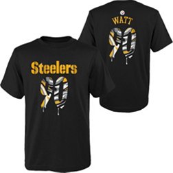 NFL Team Apparel Youth Pittsburgh Steelers T.J. Watt #90 Drip Black T-Shirt