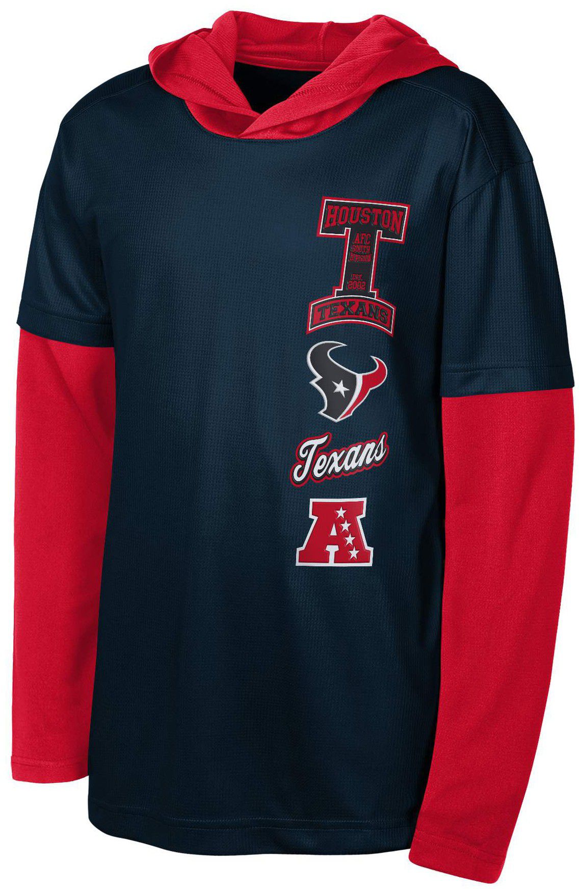 NFL Team Apparel Youth Houston Texans Team Spirit Hooded Long Sleeve T-Shirt