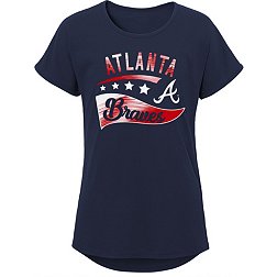 MLB Team Apparel Girls 8-20 Atlanta Braves Navy Big Wave T-Shirt