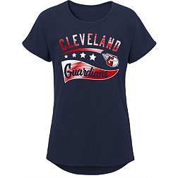 MLB Team Apparel Girls 8-20 Cleveland Guardians Navy Big Wave T-Shirt