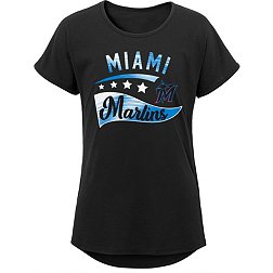 MLB Team Apparel Girls 8-20 Miami Marlins Black Big Wave T-Shirt