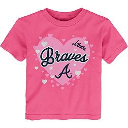 MLB Team Apparel Toddler Atlanta Braves Dark Pink Bubble Hearts T-Shirt