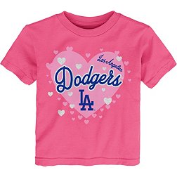 MLB Team Apparel Toddler Los Angeles Dodgers Dark Pink Bubble Hearts T-Shirt