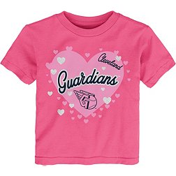 MLB Team Apparel Toddler Cleveland Guardians Dark Pink Bubble Hearts T-Shirt