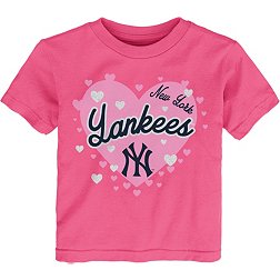 MLB Team Apparel Toddler New York Yankees Dark Pink Bubble Hearts T-Shirt