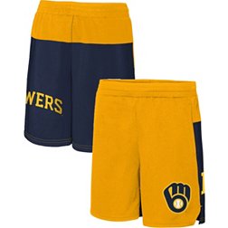 MLB Team Apparel Youth Milwaukee Brewers Yellow Colorblock Shorts