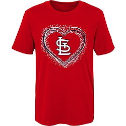 St Louis Cardinals Toddler Girls Bubble Hearts Short Sleeve T-Shirt - Red
