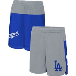 MLB Team Apparel Youth Los Angeles Dodgers Grey Colorblock Shorts
