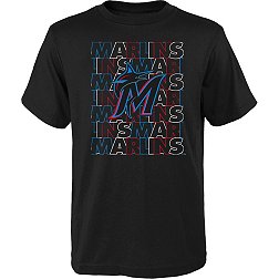 MLB Team Apparel Youth Miami Marlins Black Letterman T-Shirt