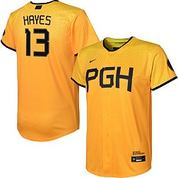 Nike Youth Pittsburgh Pirates City Connect Ke'Bryan Hayes #13 Black Cool Base Jersey