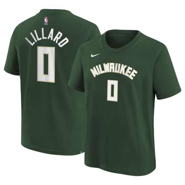 Nike Youth Green Milwaukee Bucks Damian Lillard #0 Icon T-Shirt