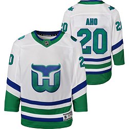 NHL Youth Carolina Hurricanes Sebastian Aho #20 White Hartford Whalers Premier Jersey