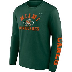 NCAA Men's Miami Hurricanes Green Modern Arch Long Sleeve T-Shirt