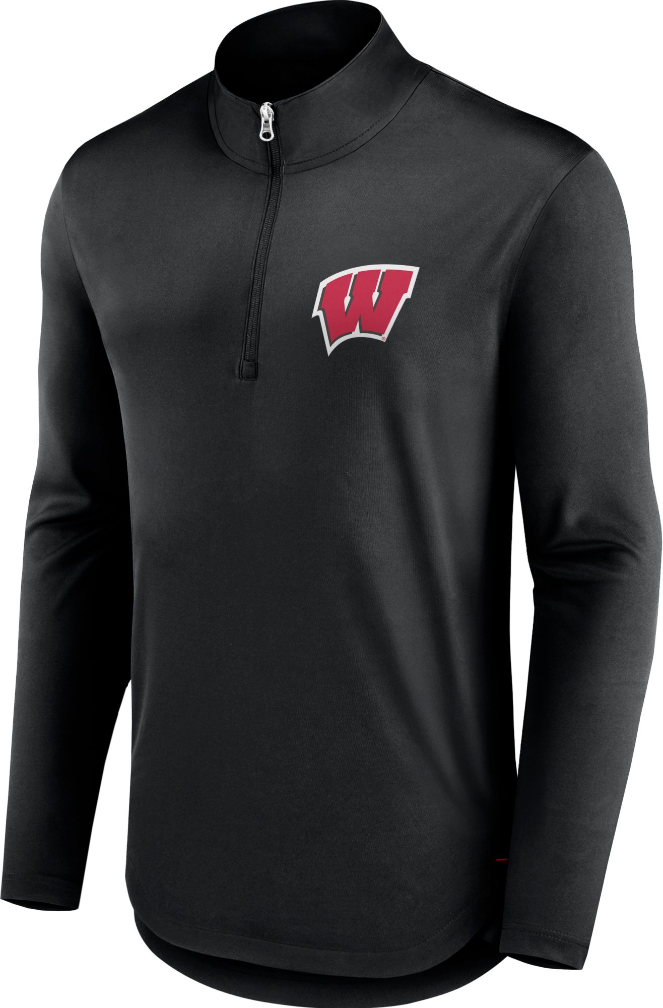 NCAA Men's Wisconsin Badgers Black Logo Quarter-Zip