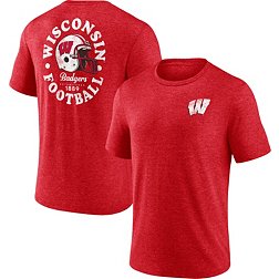 NCAA Men's Wisconsin Badgers Red Old School Football Tri-Blend T-Shirt